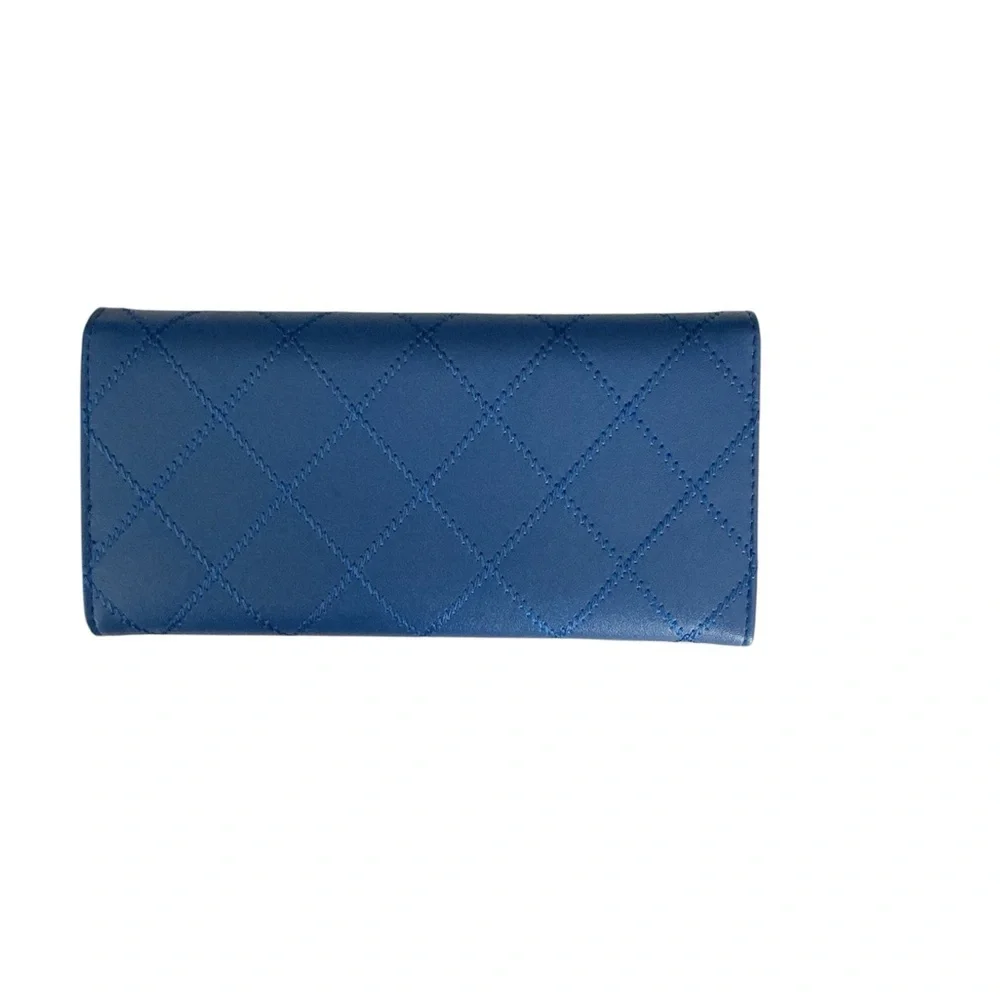 Blue Quilted Crown Accent Women's Wallet